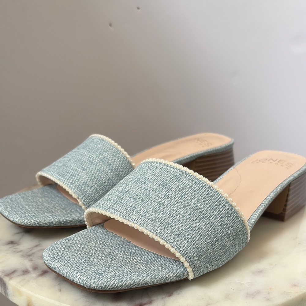 Jones New York Pearl Trim Slide Sandals Size 8.5